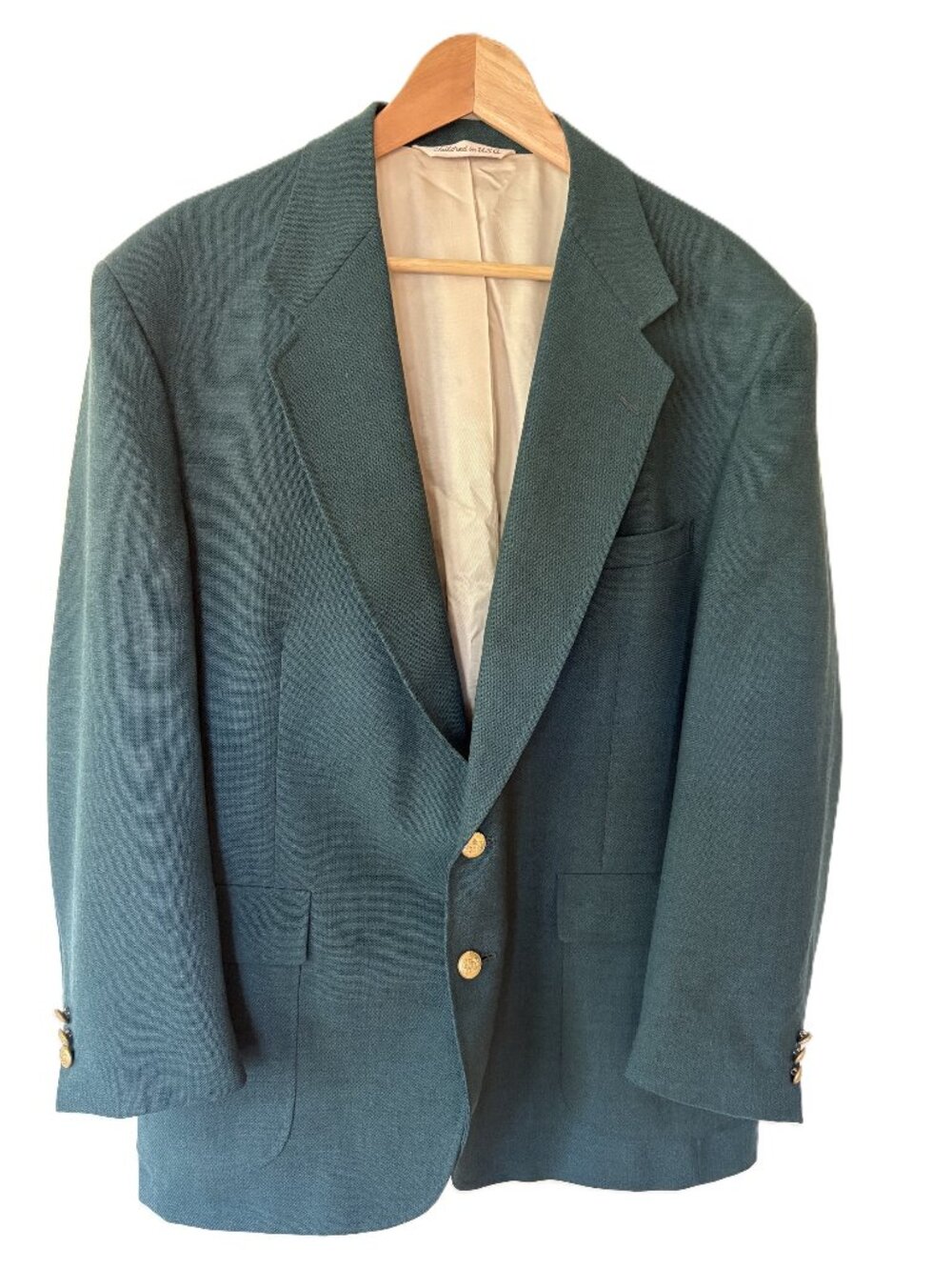 Vintage Stafford Master's Style Classic Green Wool Blend Blazer, 46R